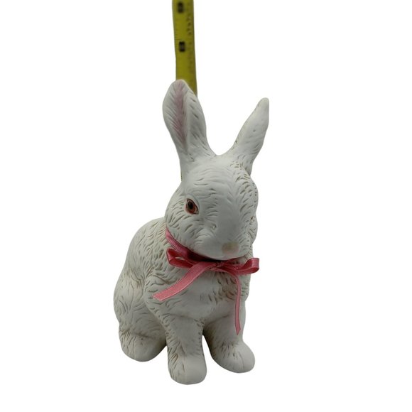 VTG Country Porcelain Bunny Rabbit With Pink Ribbon TW7353 Easter Centerpiece - Picture 11 of 11